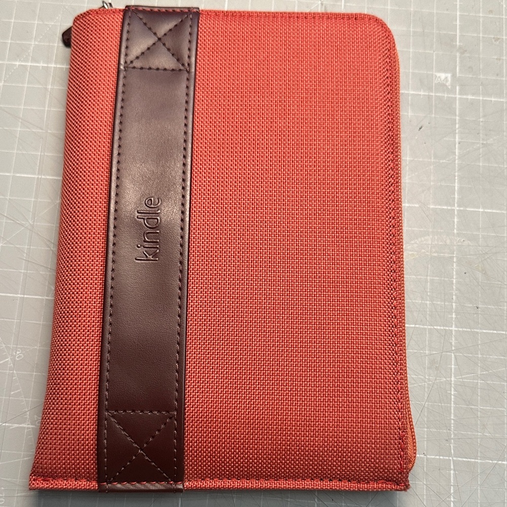 Red and Brown Fabric Kinde Case
